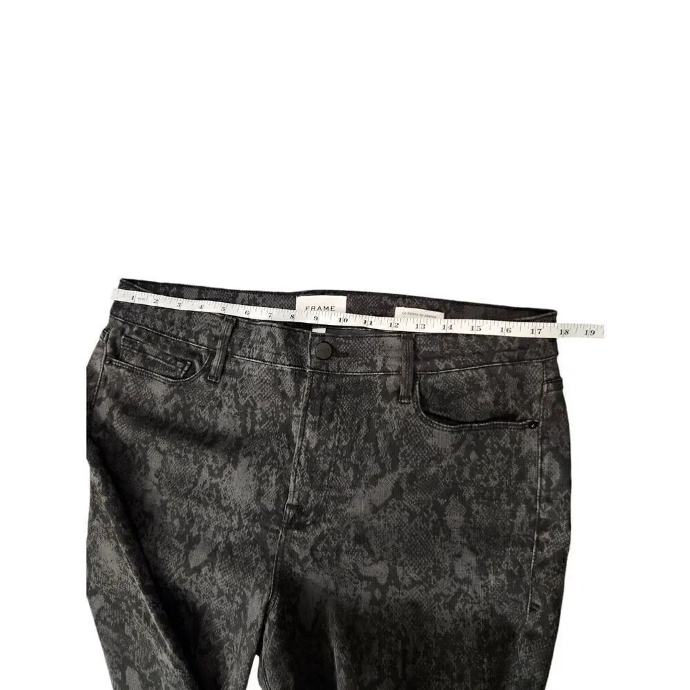 Frame 'Le Skinny de jeanne' womens jeans 34x29 black Tonal Python Stretch - Picture 5 of 9